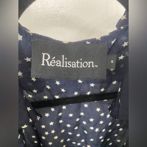 Realisation Alexandra Star Silk Warp Mini Dress Navy Size Small - Picture 6 of 6